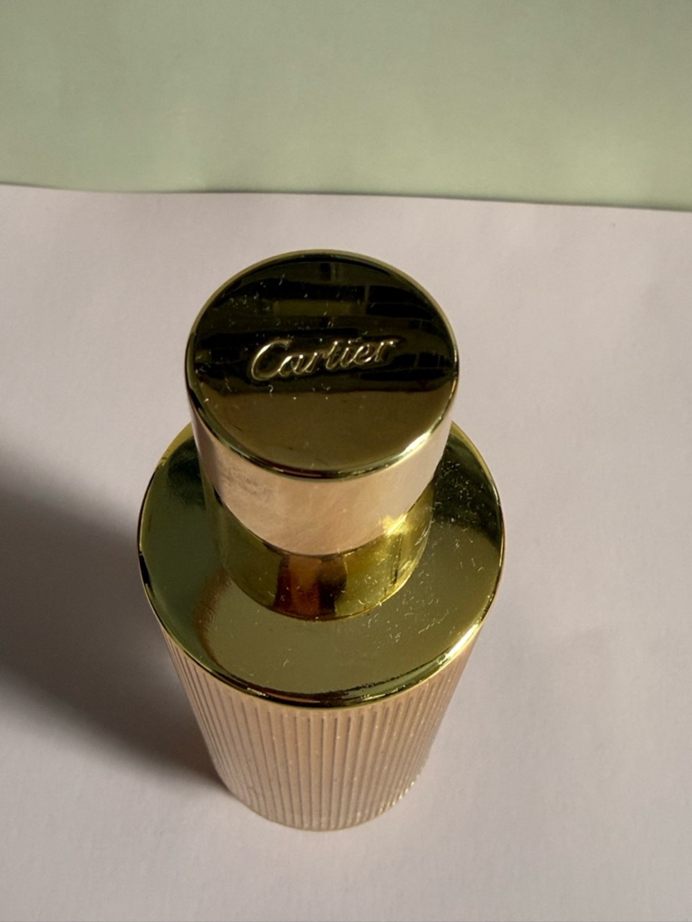 Cartier Gold Ribbed Pump Bottle Empty Refillable Body Oil Serum Collectible